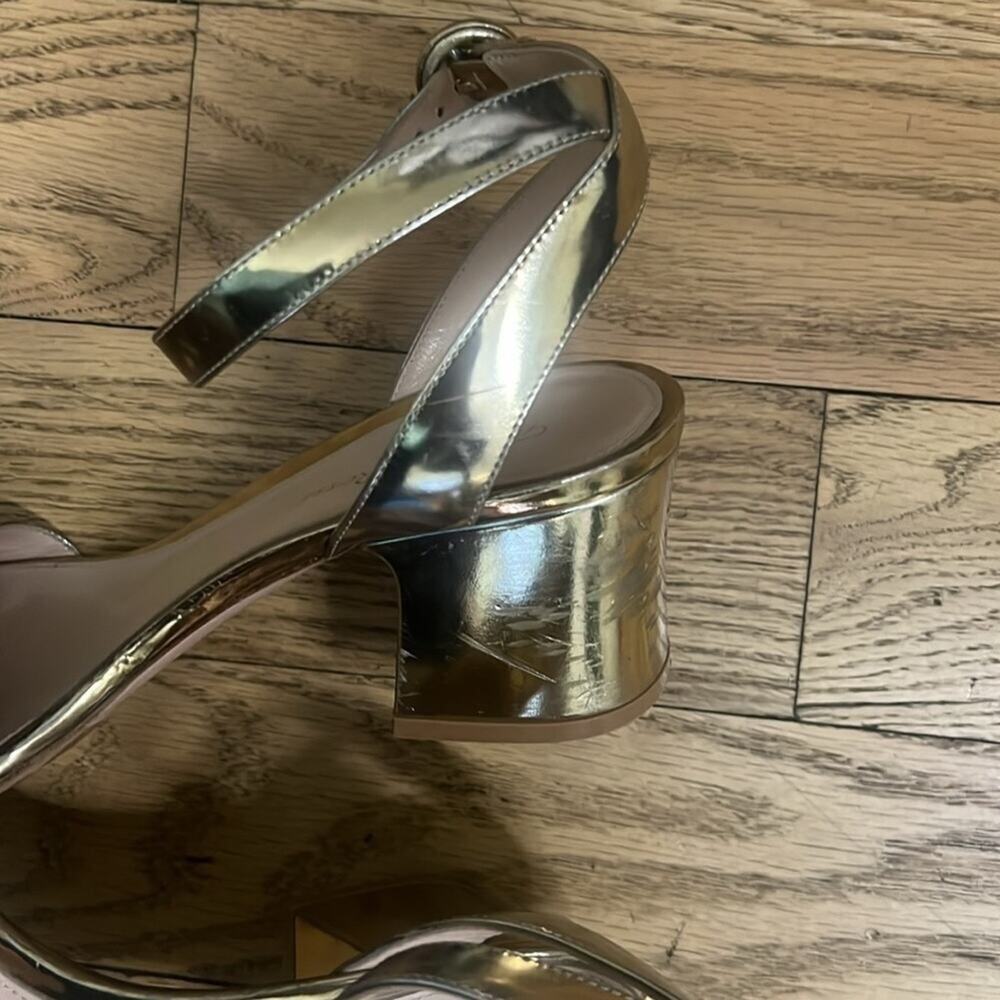 GIANVITO ROSSI MILANO GOLD METTALIC LEATHER‎ SANDALS SIZE 39 - Picture 7 of 9
